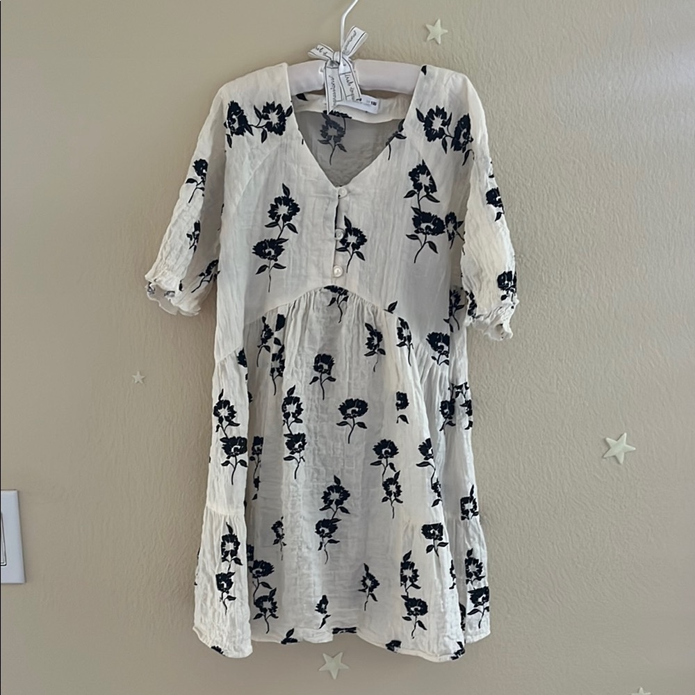 Zara Black and White Floral Dress